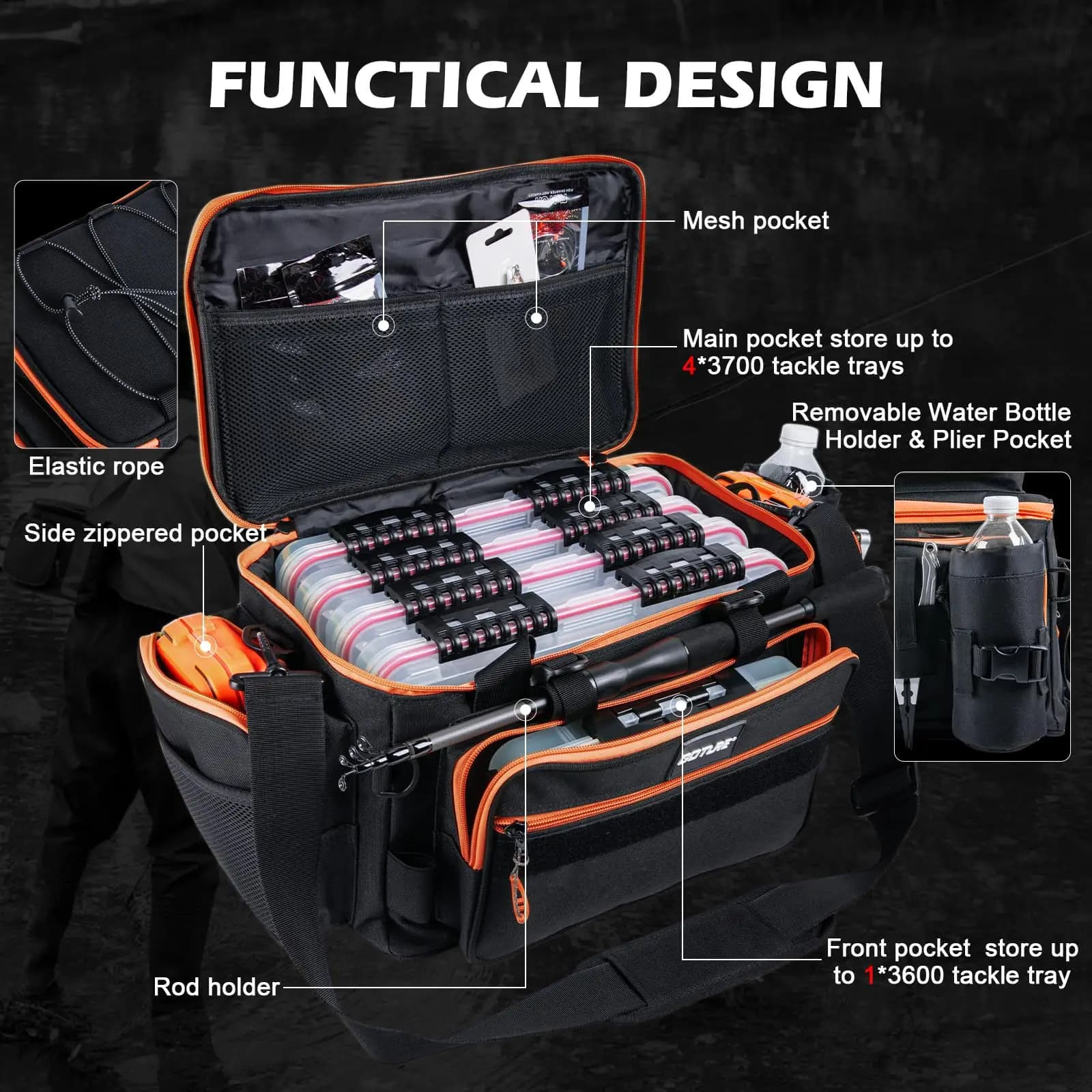 Goture Portable Travel Fishing Set Telescopic Rod 3000 Spinning Reel Full Tackle Kit Lures Tools Waterproof Bag Fishing Gear