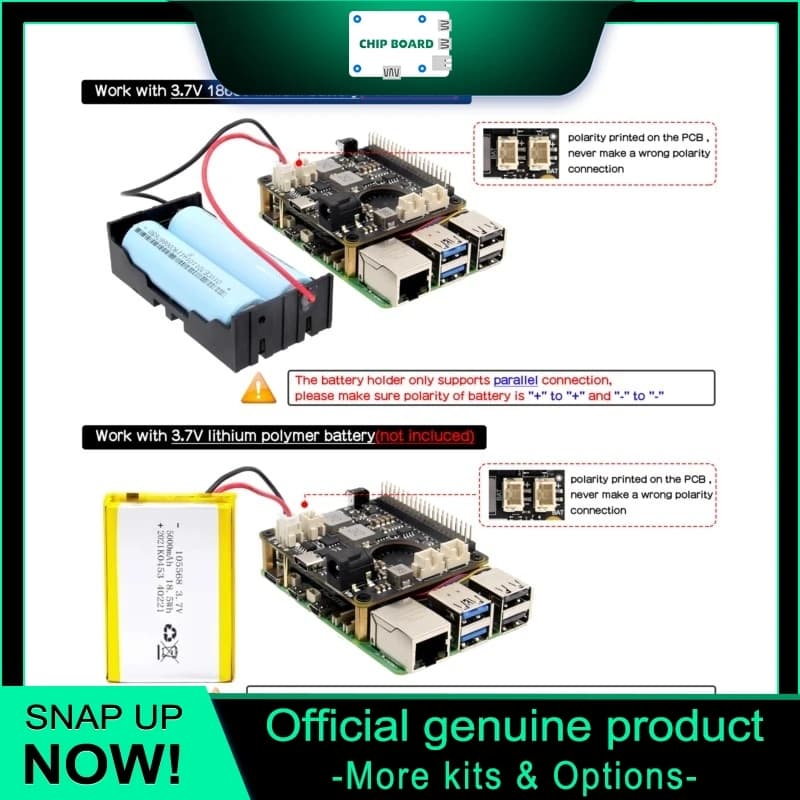 Geekworm X1209 V1.0 Intelligent UPS power card, 5 V backup power supply and power management solution for the Raspberry Pi series