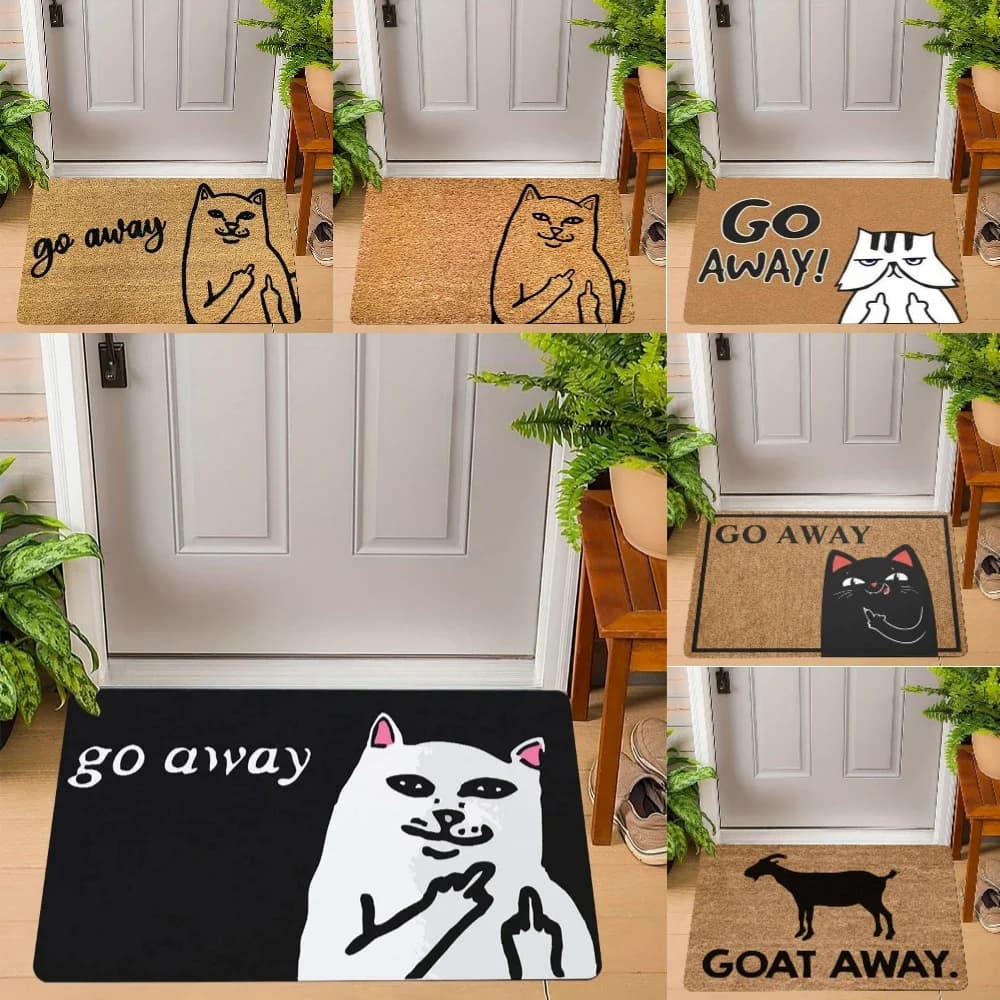 Giocoso Go Away Zerbino Gatto strano WELCOME Tappeto Soggiorno Camera da letto Ingresso Zerbino Esterno Tappetino antiscivolo Divano Tappetino Cucina