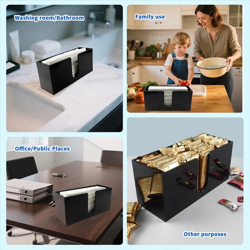AAAN-Porta asciugamani di carta in acrilico per controsoffitto Dispenser di asciugamani di carta da banco per bagno Cucina Ristorante Toilette
