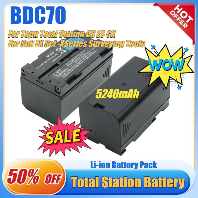 Nuova batteria agli ioni di litio BDC70 7.2V 5240mAh per stazione totale Topn ES OS CX per batteria per strumenti topografici serie Sok FX Set-X