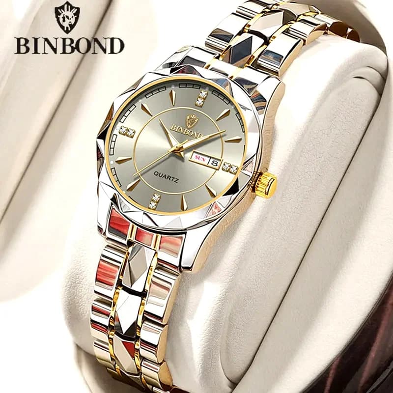 BINBONG Women Watches Luxury Fashion Ladies Quartz Watch Waterproof Luminous Date Stainless Wristwatch Girlfriend Lovers Gift