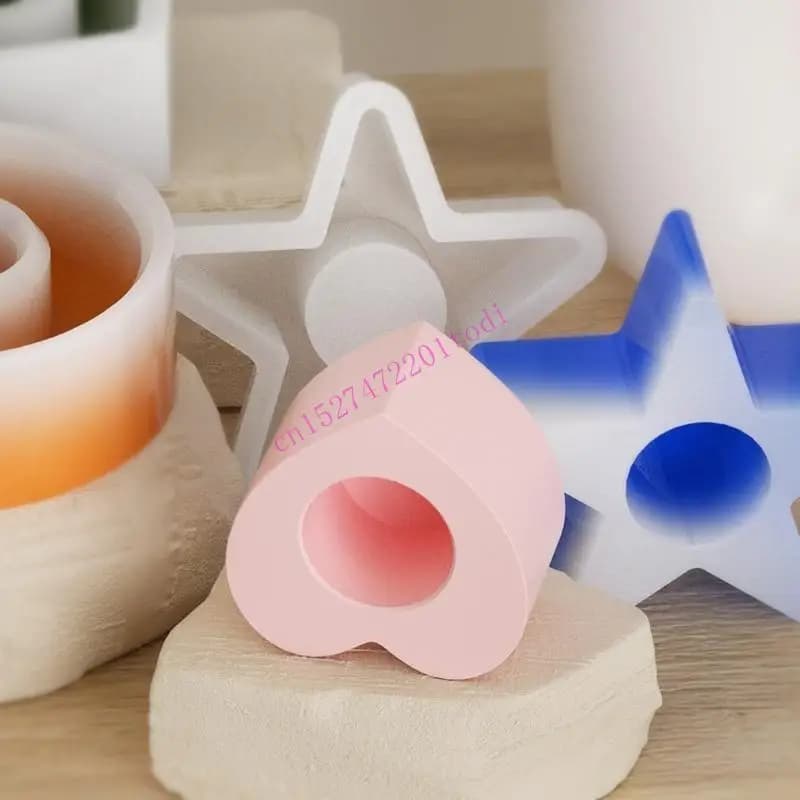 Stampo in silicone con resina epossidica a stella rotonda a forma cuore, strumento per ornamento da tavolo artigianale in