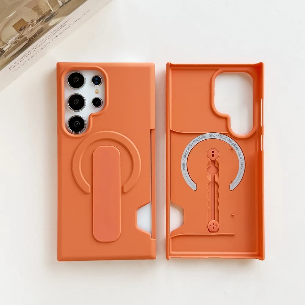 Custodia per Telefono con Slot per Carte e Cinturino Elastico Scorrevole per Samsung Galaxy S24 S25 S26 Ultra S25 Plus, Cover Magnetica con Ricarica e Finitura Liscia