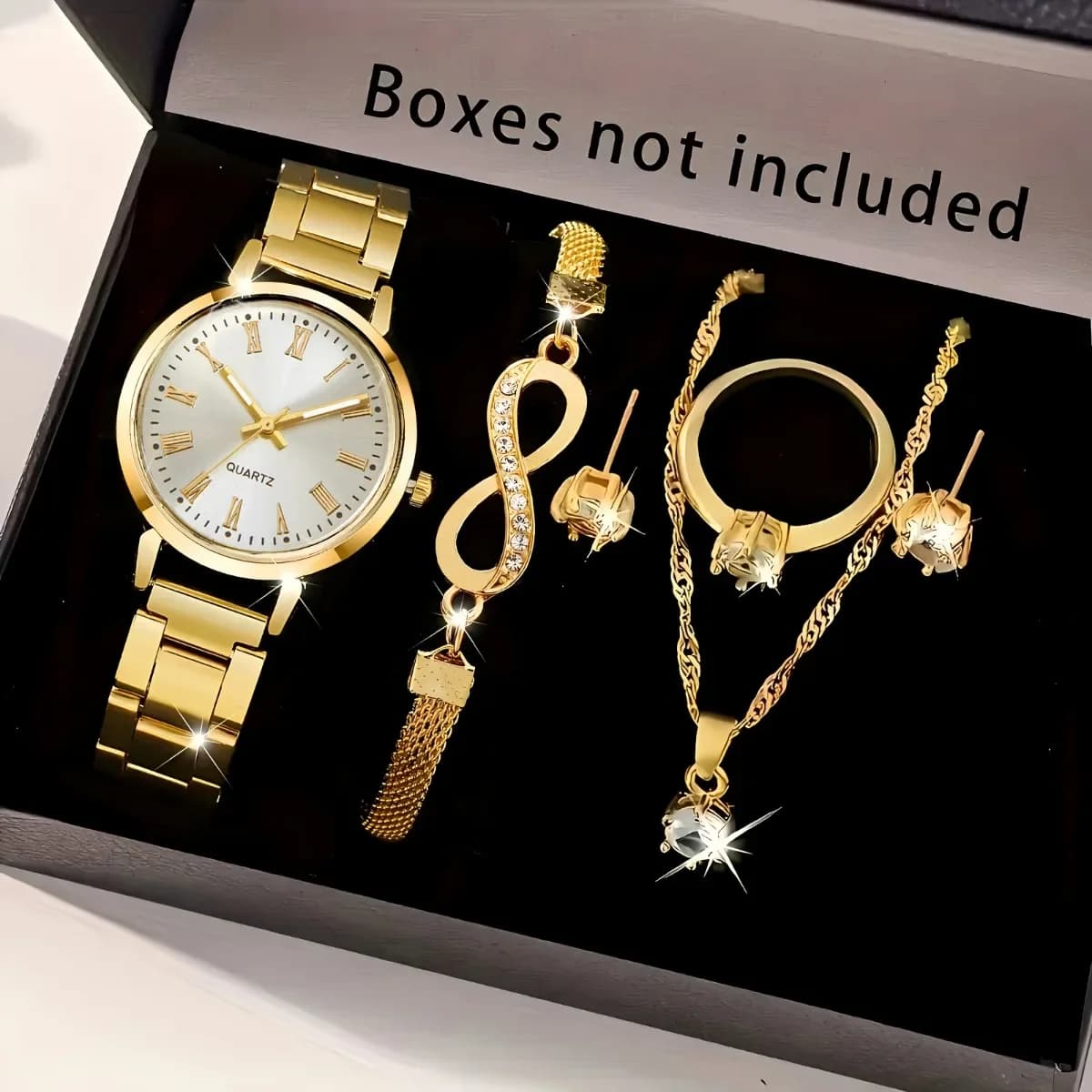 20266pcs/set Elegant Women Quartz Watch Fashion Simple Dial Ladies Wristwatch Rhinestone Jewelry Set Reloj Mujer（Without Box）