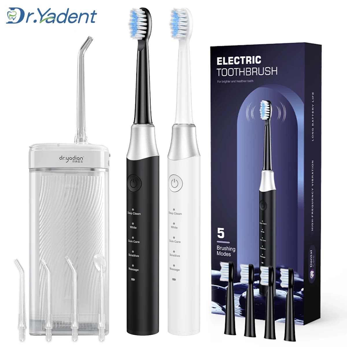 Dr.Yadent YD07 Gift Set: Electric Brush + YDX1 Oral Sprinkler, Oral Hygiene Tools, Portable Oral Sprinkler and Sonic Brush