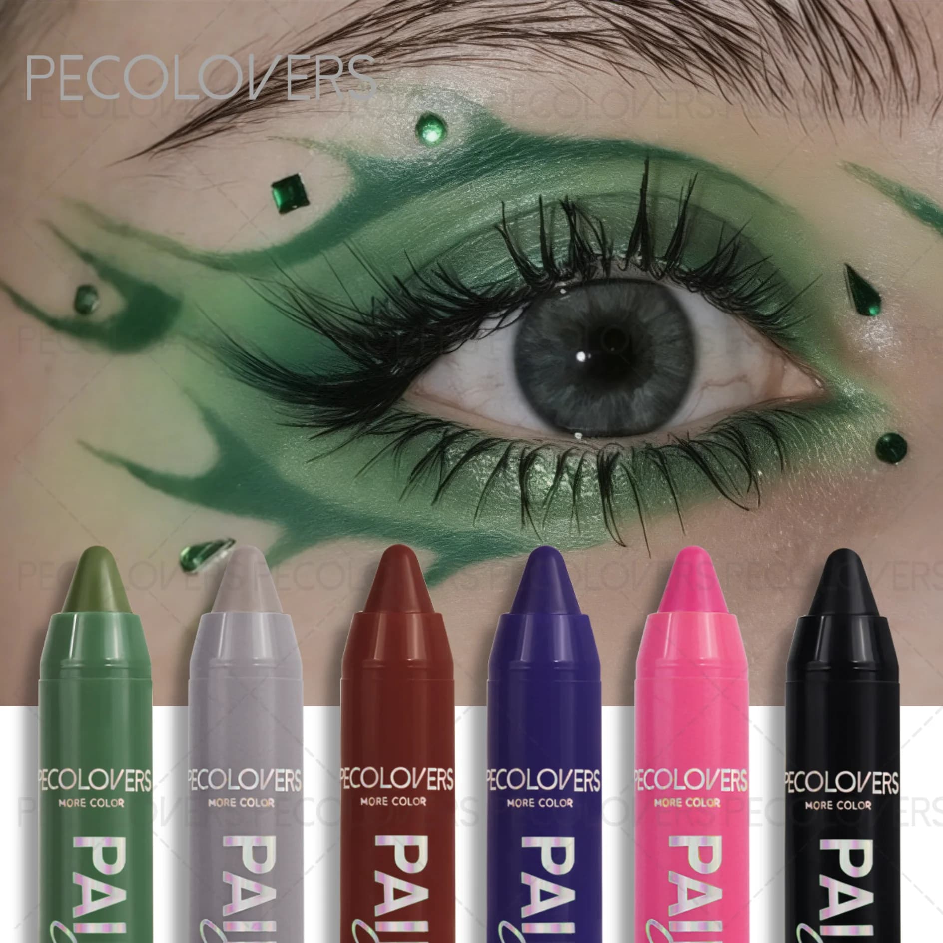 Penna Colorata Arcobaleno, Pennarello Impermeabile e Resistente al Sudore a Lunga Durata, per Pittura su Occhi e Viso con Colori Vivaci Misti