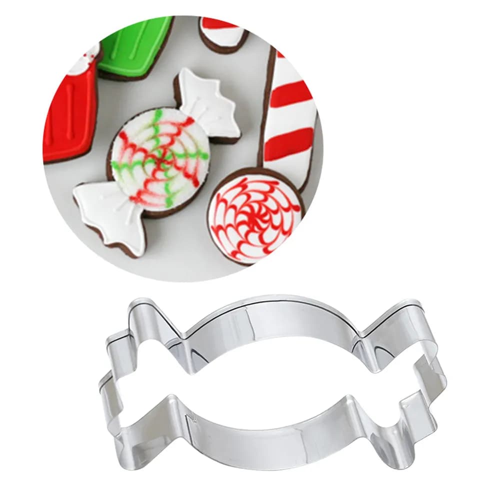 2Pcs Candy Theme Stainless Steel Cookie Cutters Set Food Grade Baking Tools for Birthday Christmas Kids Party Cakes Cookies