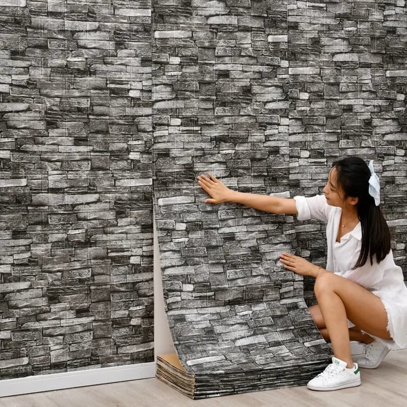 77 cm * 70 cm Adesivo da parete 3D Imitazione mattoni Camera da letto Decorazioni per la casa Carta da parati autoadesiva impermeabile fai da te per camera da letto e cucina