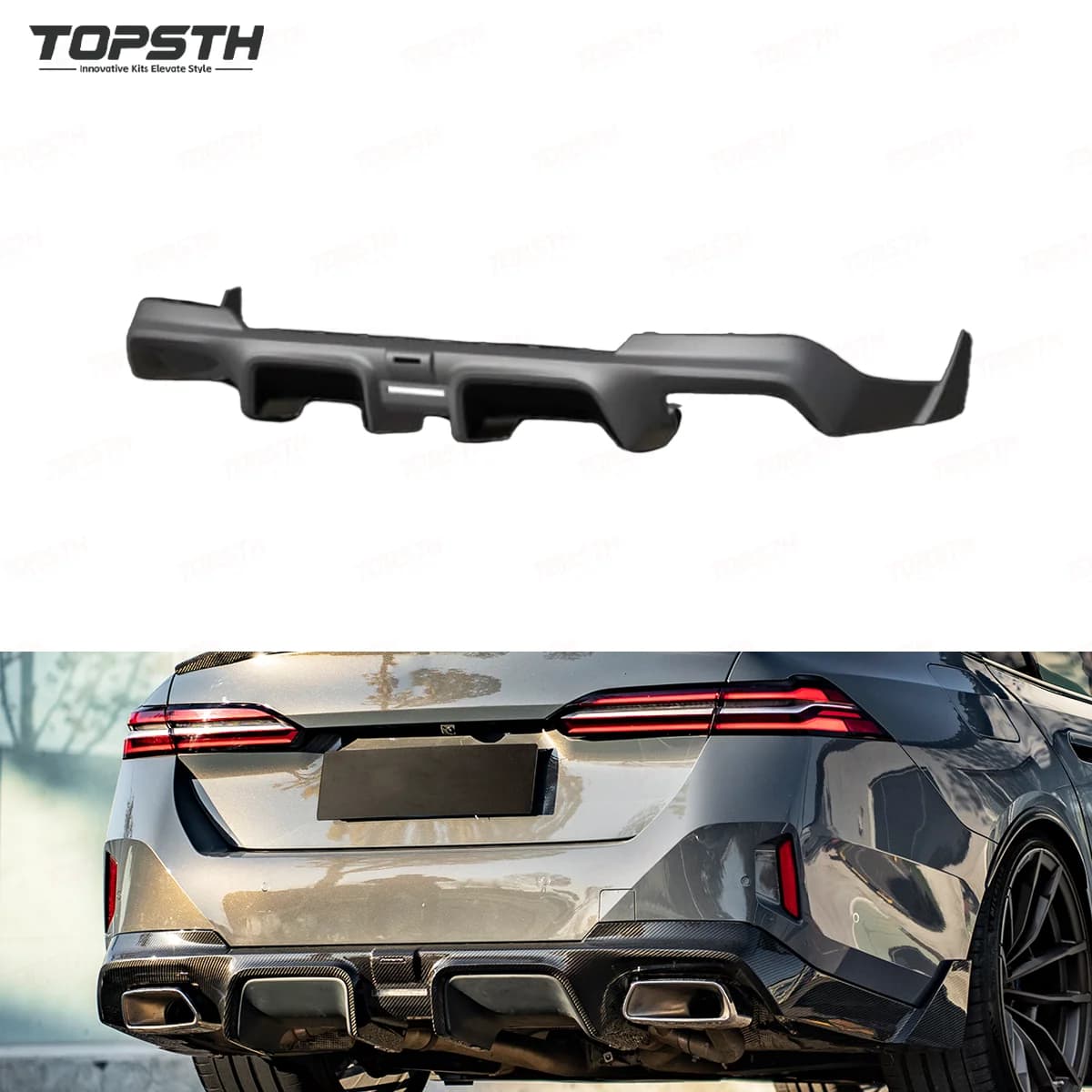 2024-2025 for BMW Series 5 G60 G68 Dry Carbon Fiber Diffusers New bumper conditions that improve aerodynamics and upgrade performance