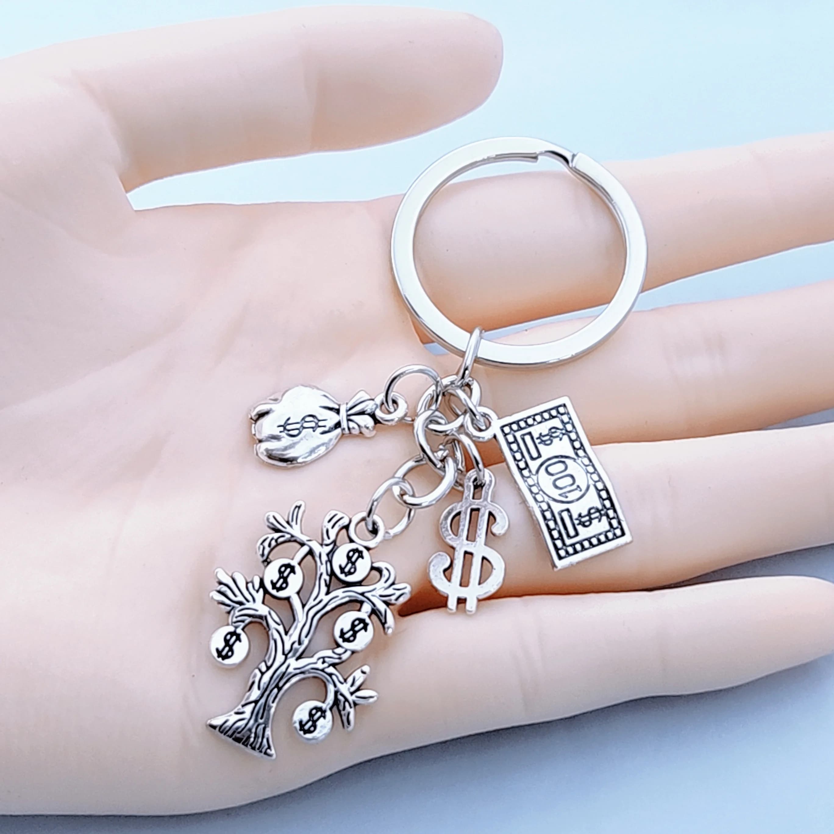 Portachiavi alla Moda, Albero della Fortuna, Sacchetto Porta Soldi, Portafoglio, Ciondolo con Logo USD, Portachiavi, Borsa