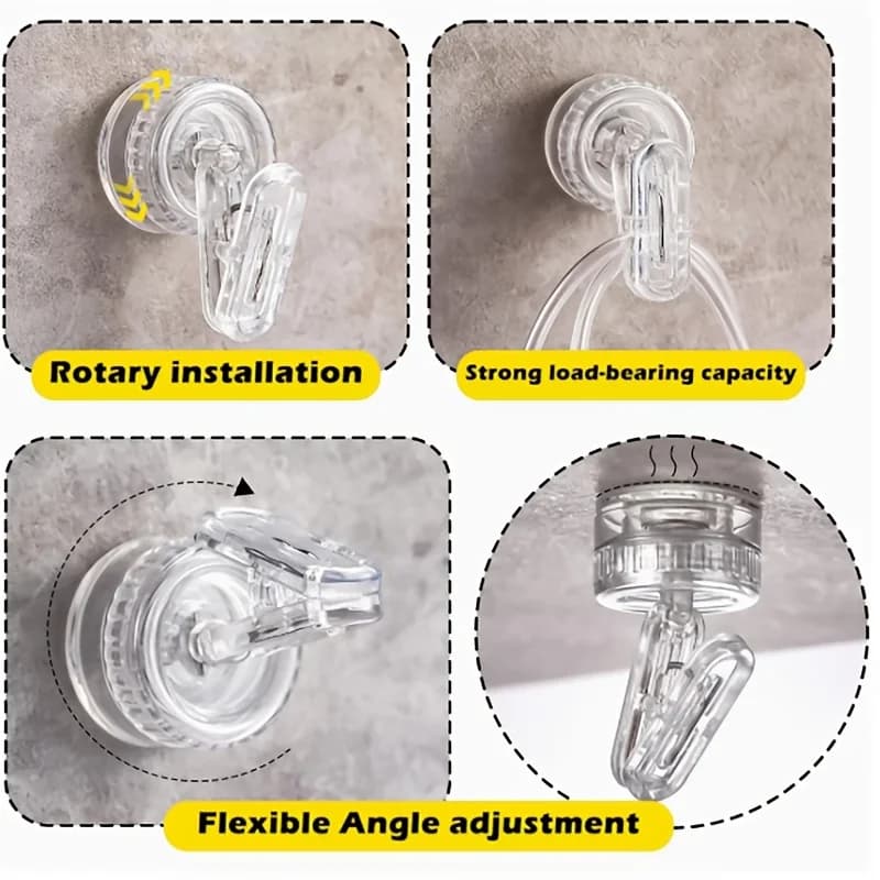 Rotating suction cup storage rack, no punching and no marking clip, can hang gloves and towels, hook clip rack
