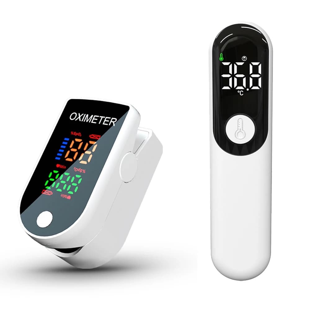 Medical thermometer for front AiQUE °C / °F Contactless laser finger pulse oximeter for home use, oxygen in blood, body, children's and adults' fever