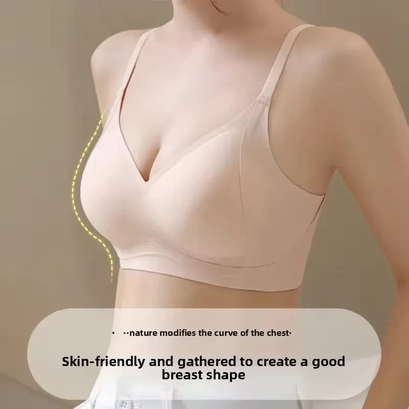 Comodo reggiseno quotidiano da donna che solleva sottile senza anello in acciaio Intimo senza cuciture Previene la raccolta del seno laterale Reggiseni cadenti