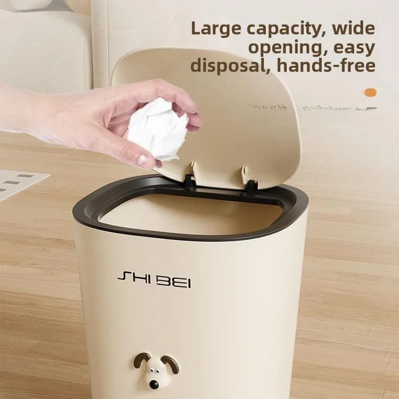 Cestino Creativo per Cucina, Bagno e Esterni con Coperchio, Quadrato, a Pressione, a Forma di Testa di Cane, Cestino per Carta ad Alto Valore Estetico per Uso Domestico