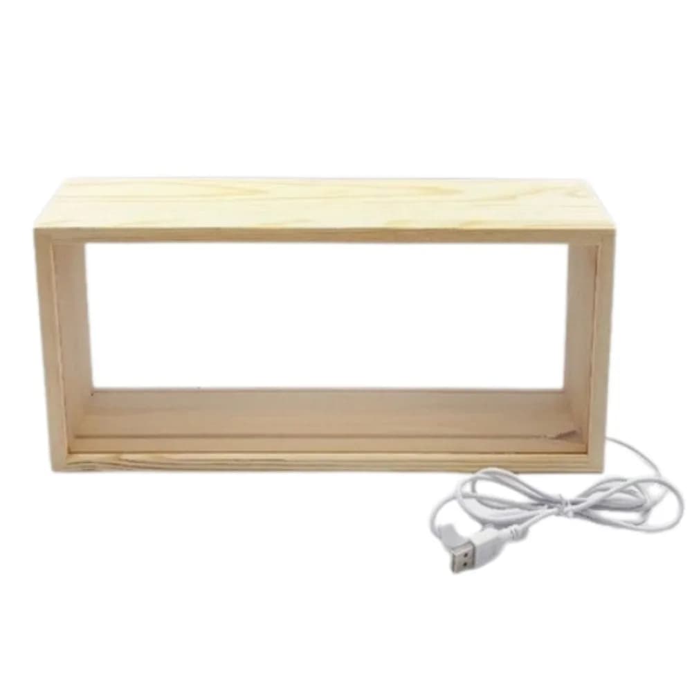 Cornice Creativa a Cassetta Rettangolare Fai-da-te 3D, Cornice per Foto Bifacciale, Espositore in Legno Grezzo, Vetrina Luminosa Notturna
