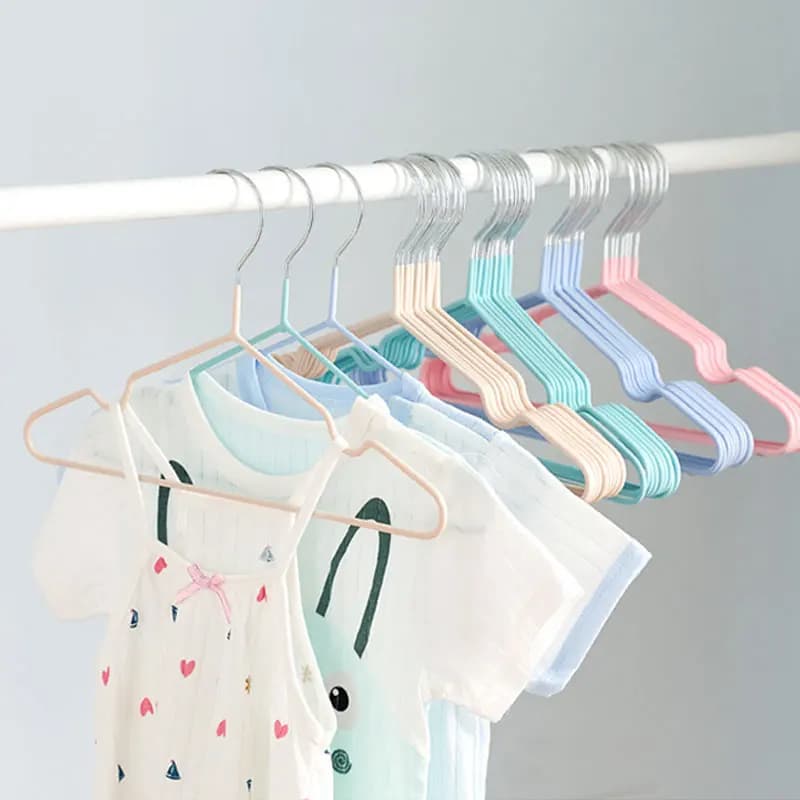 5/10/20 PCS Appendiabiti per bambini Appendiabiti in metallo + plastica PVC Appendiabiti color caramello Appendiabiti antiscivolo Organizzatore di abbigliamento per bambini