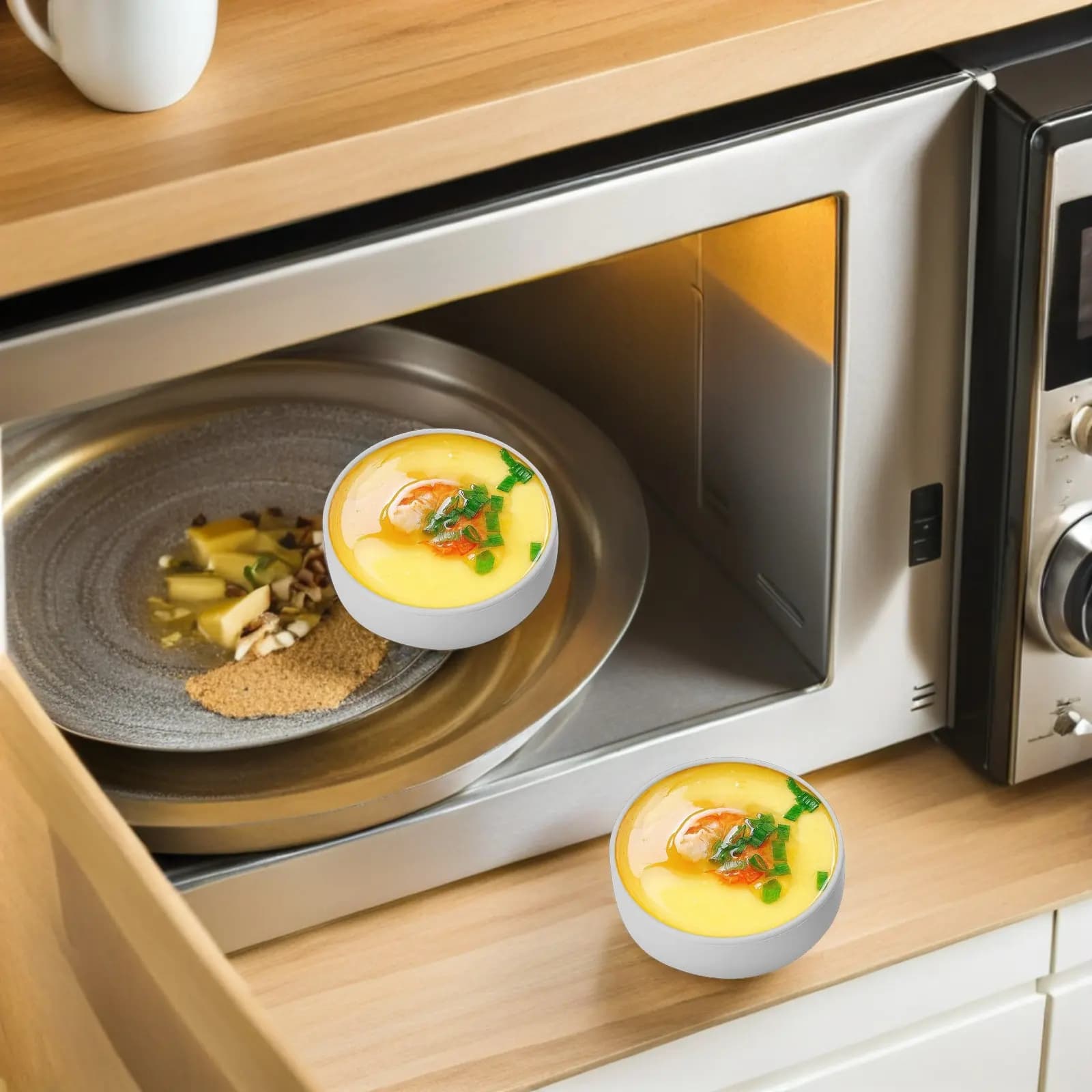3Pcs Silicone Egg Molds for Air Fryer Non-Stick Individual Egg Bite Makers Baking Cups Dishwasher Safe Multi-Device Compatible