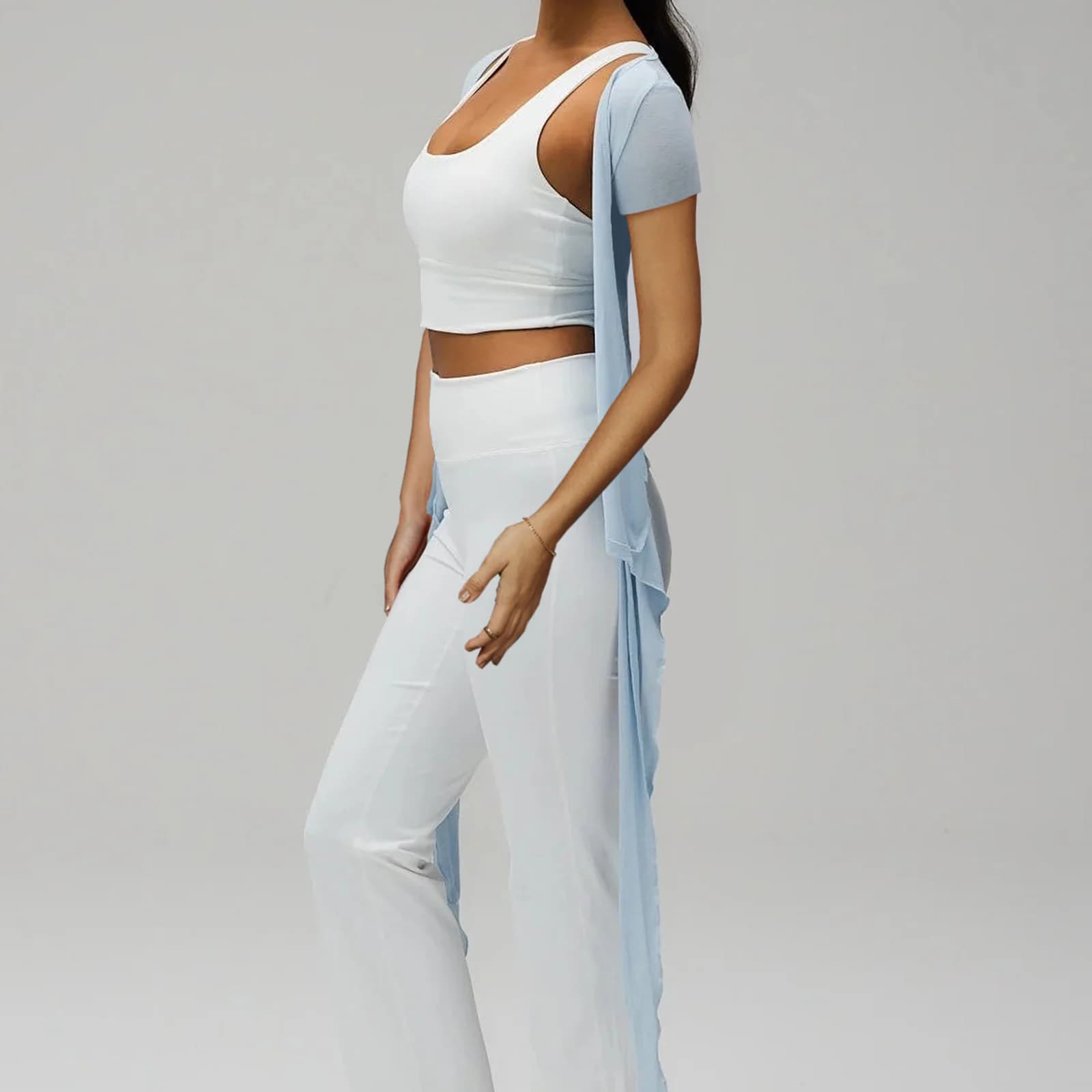Nuove donne Wrap Scollo a V Top Basic Manica corta Tinta unita Cravatta laterale T-shirt Camicette da allenamento SML