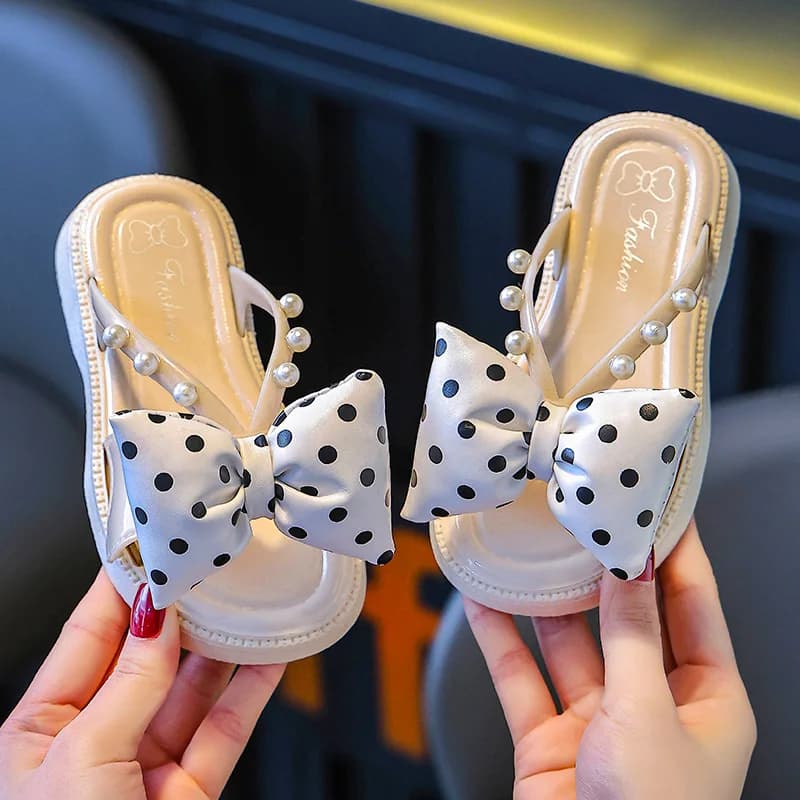 New Bowknot Kids Slides, Stylish Girls Summer Slippers, Non-Slip for Indoor Bath & Outdoor Wear for Little Toddlers