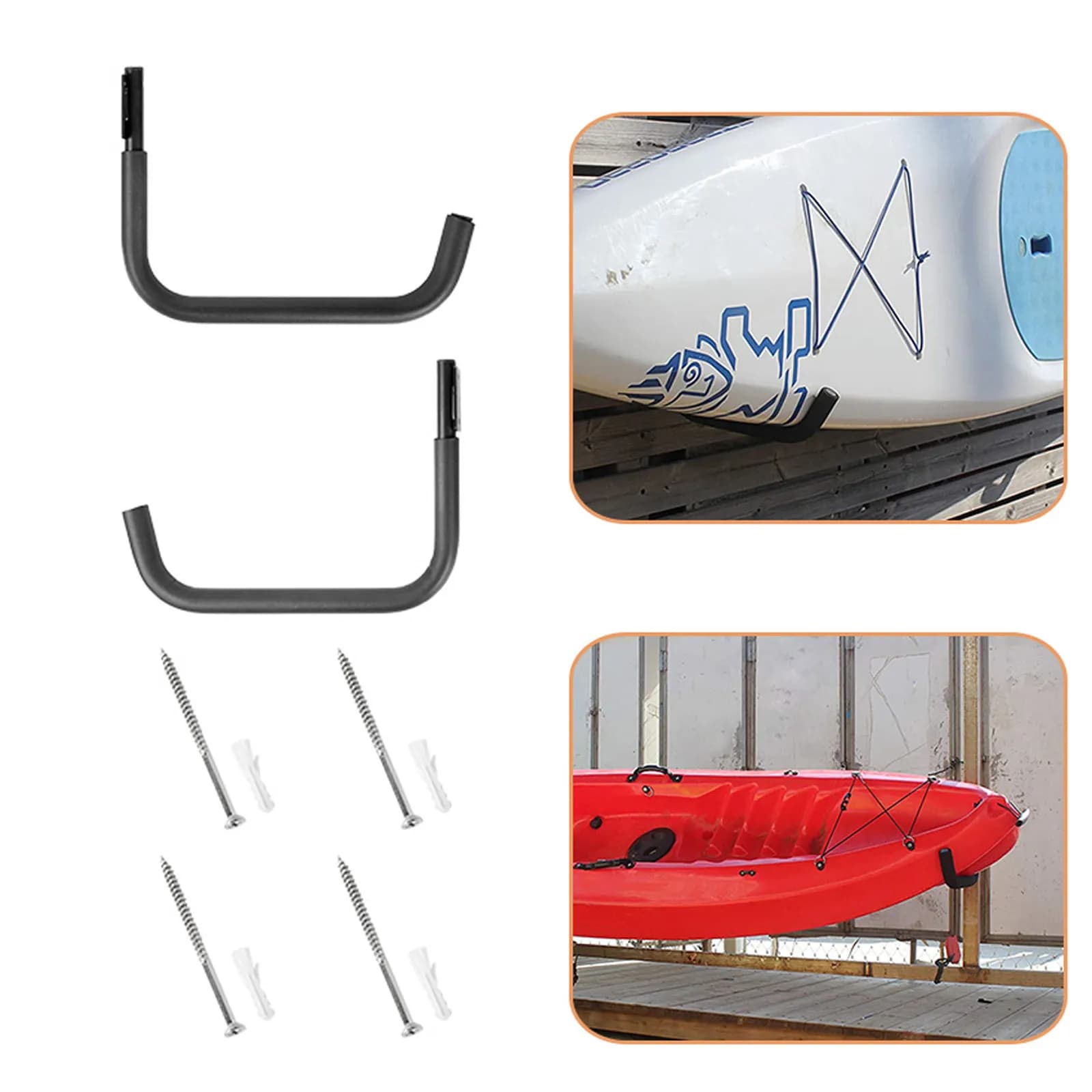 1Set Heavy Duty Aluminum Kayak Paddle Holder Wall Mounted Kayak Storage Rack Multifunctional Paddle Display Stand Space Saving