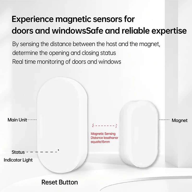 Sensore per Porte e Finestre Tuya Smart WiFi/ZigBee, Allarme Remoto in Tempo Reale, Interconnessione Intelligente per Tutta la Casa