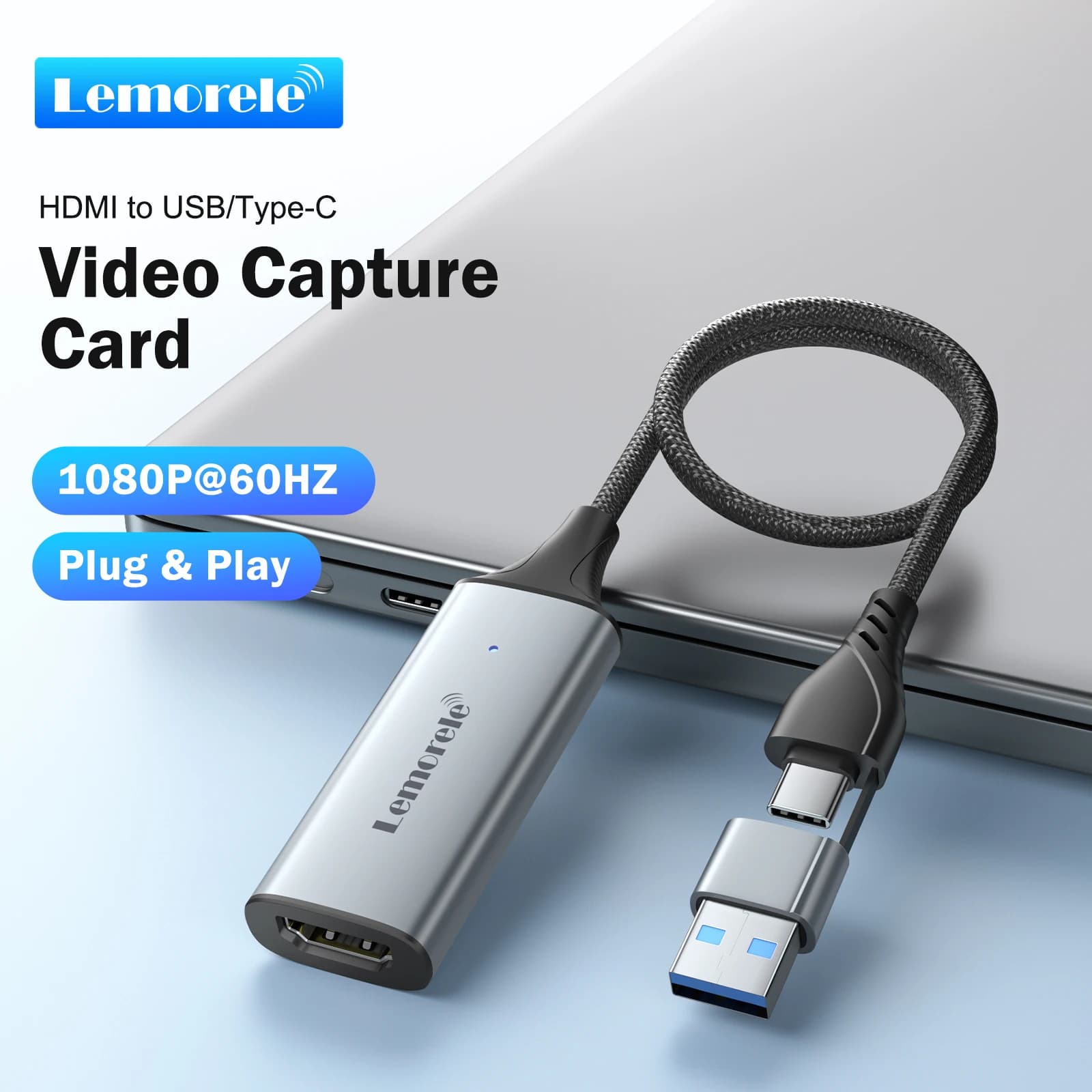 Scheda di acquisizione video USB Lemorele compatibile HDMI per USB/Type-C, Game Grabber MS2130 per Switch, Xbox, PS4/5, Live Broadcast