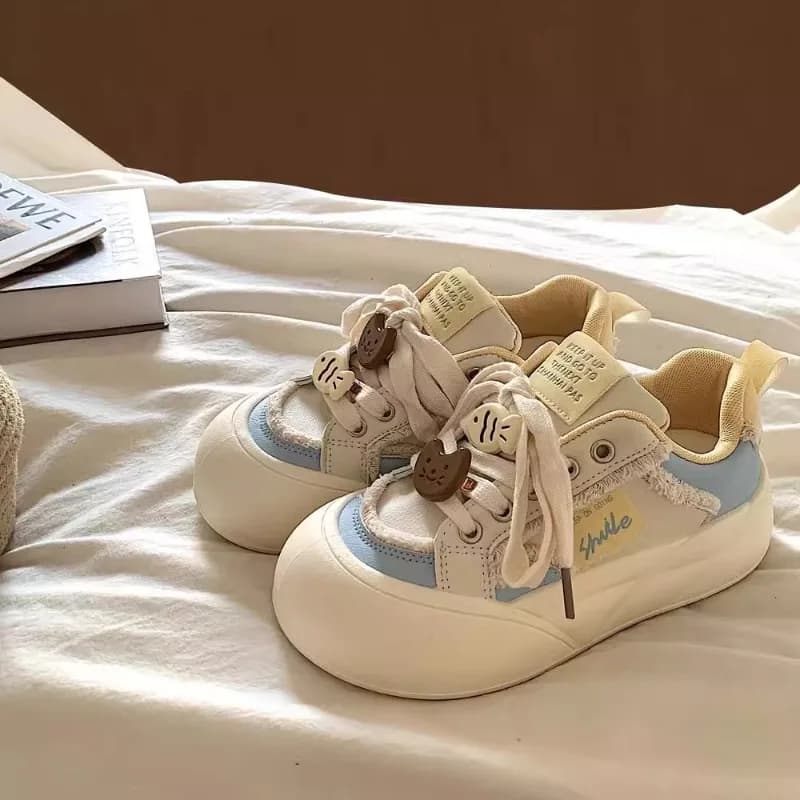 Shoes for Women Fashion Platform Laced-Up White Shoes Womens Sports Leisure Board Shoes Soft Bottom Sneakers Zapatillas De Mujer