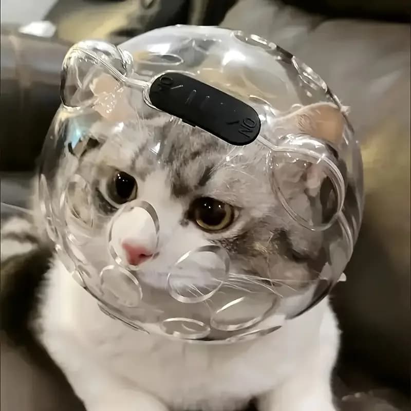 Maschera Traspirante per Gatti - Anti-Morso, Copricapo Rotondo per Toelettatura, Bagno e Perdita di Pelo, Riutilizzabile
