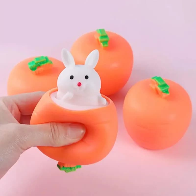 Giocattolo Antistress Telescopico a Forma di Coniglio Carota o Ravanello, 1 Pezzo Casuale, Giocattolo Musicale Creativo per Bambini, Regalo per Alleviare lo Stress