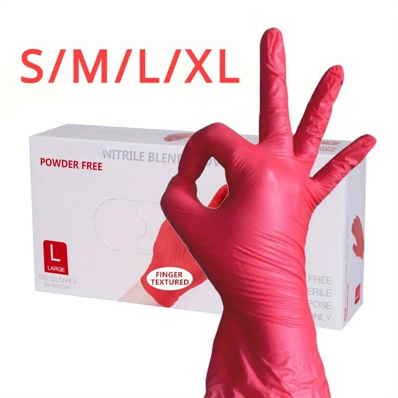 100/50/20PCS Guanti monouso in nitrile rosso senza lattice impermeabili durevoli adatti per la cucina lavorazione degli alimenti salone di bellezza famiglia