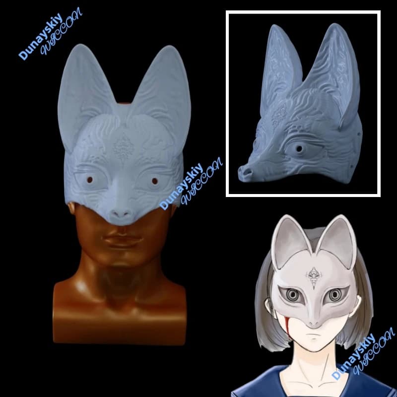Hill Halloween Masquerade Party Fox Mask 3D Printed Silent Shimizu Hinako Adult Half Face Cosplay Prop