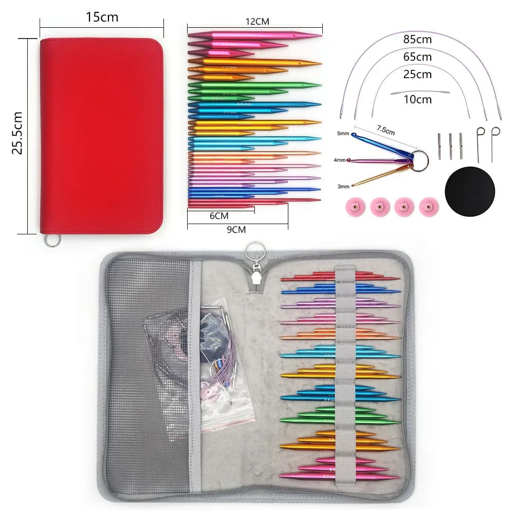 11 paia di ferri da maglia uncinetti in alluminio rimovibili 3 pezzi per coppia 6 + 9 + 12CM strumento per ago circolare levigante intercambiabile