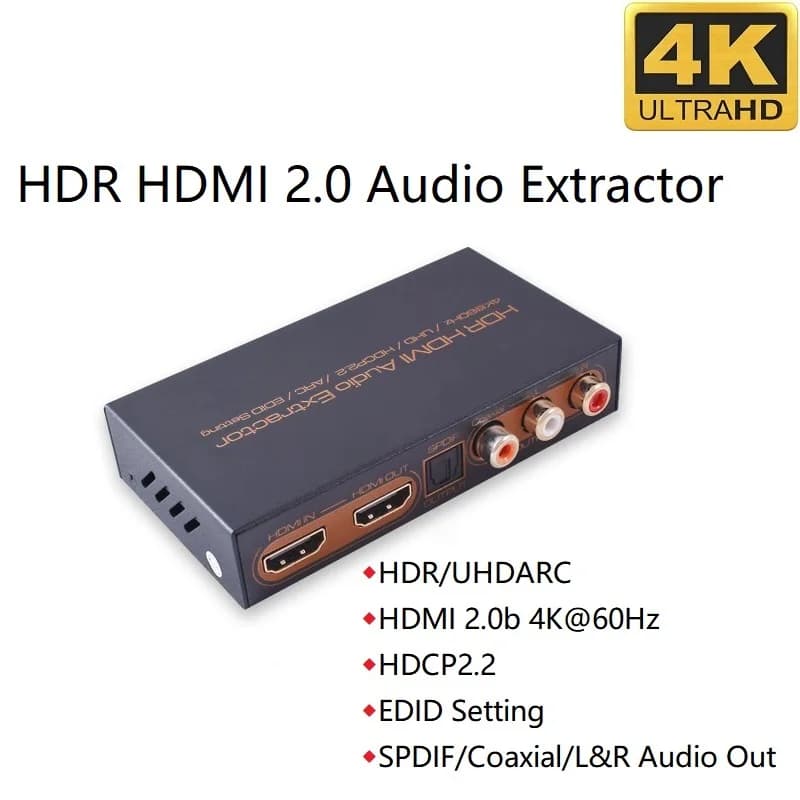 SPDIF Toslink Coaxial 5.1 Output Stereo R/L Converter Adapter Compatible with HDMI 5.1 ARC Audio extractor from HDMI to HDMI 4K60Hz for TV