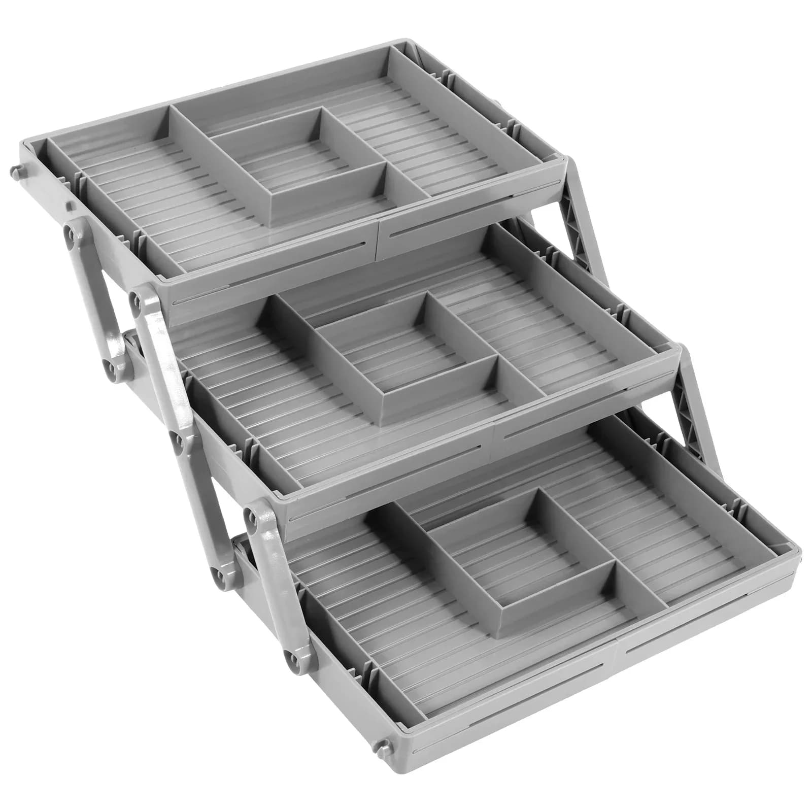 Organizzatore per Cassetti a 2/3 Livelli, Vassoio Portaoggetti Espandibile, Organizzatore Pieghevole Multilivello in Plastica per Scrivania e Gioielli