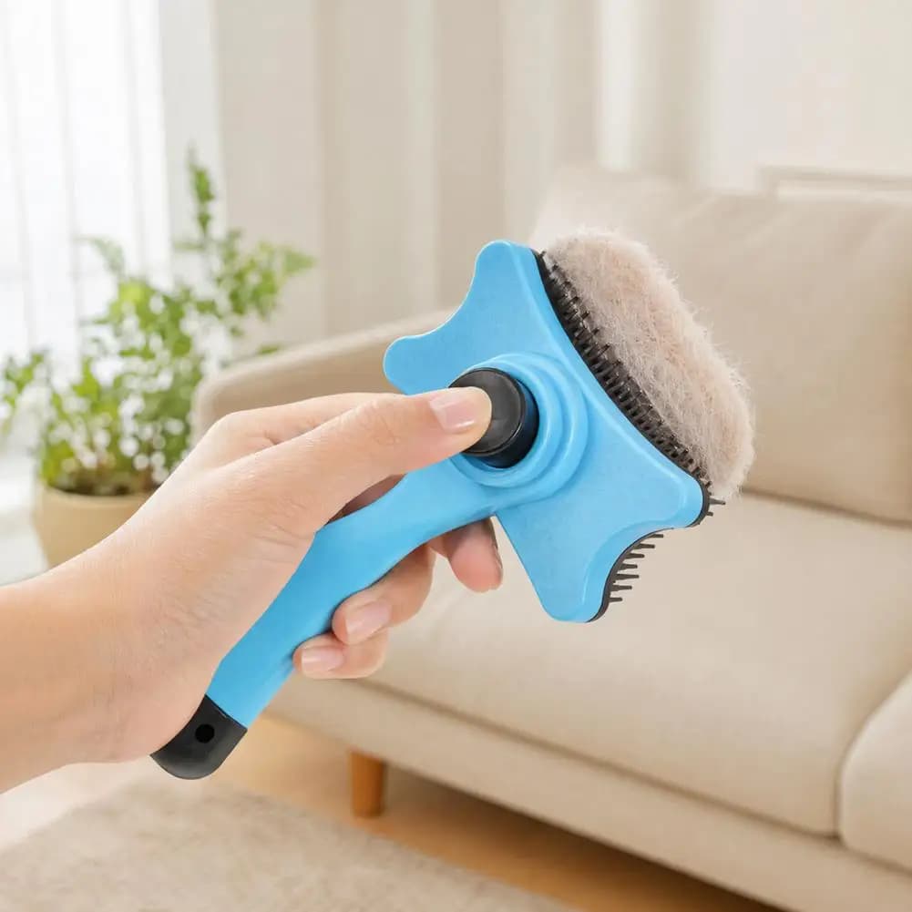 Gentle Pet Grooming Brush, Ergonomic Anti-Slip Handle Detangling Comb for Long Short Hair Cats Dogs Loose Fur Removal Tool