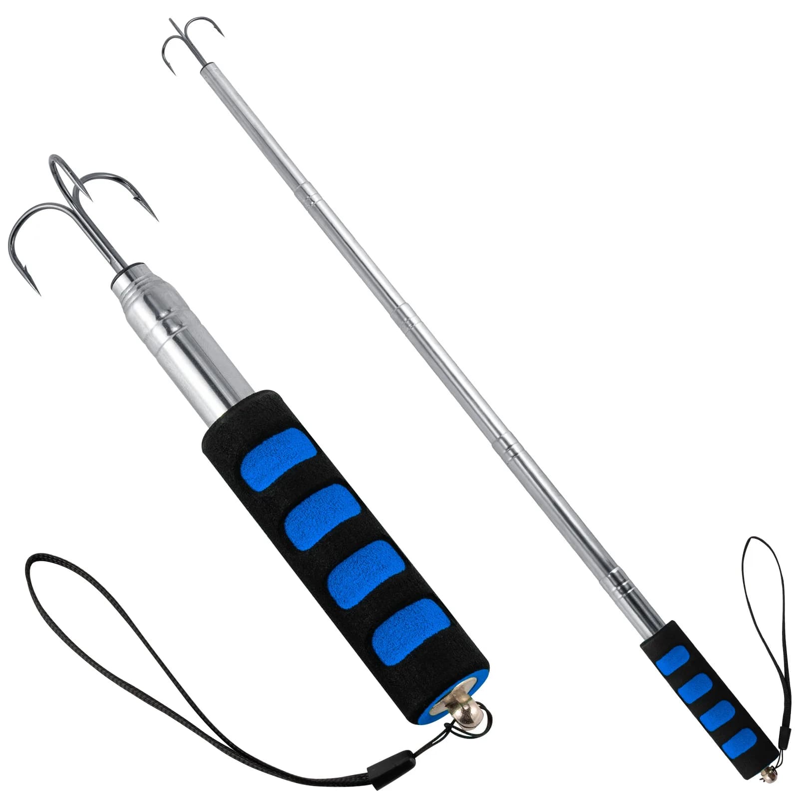 Telescopic fishing sand Sea fishing sand with triple hook stainless steel telescopic pole with hook Gaff for fishing squids on the ice boat
