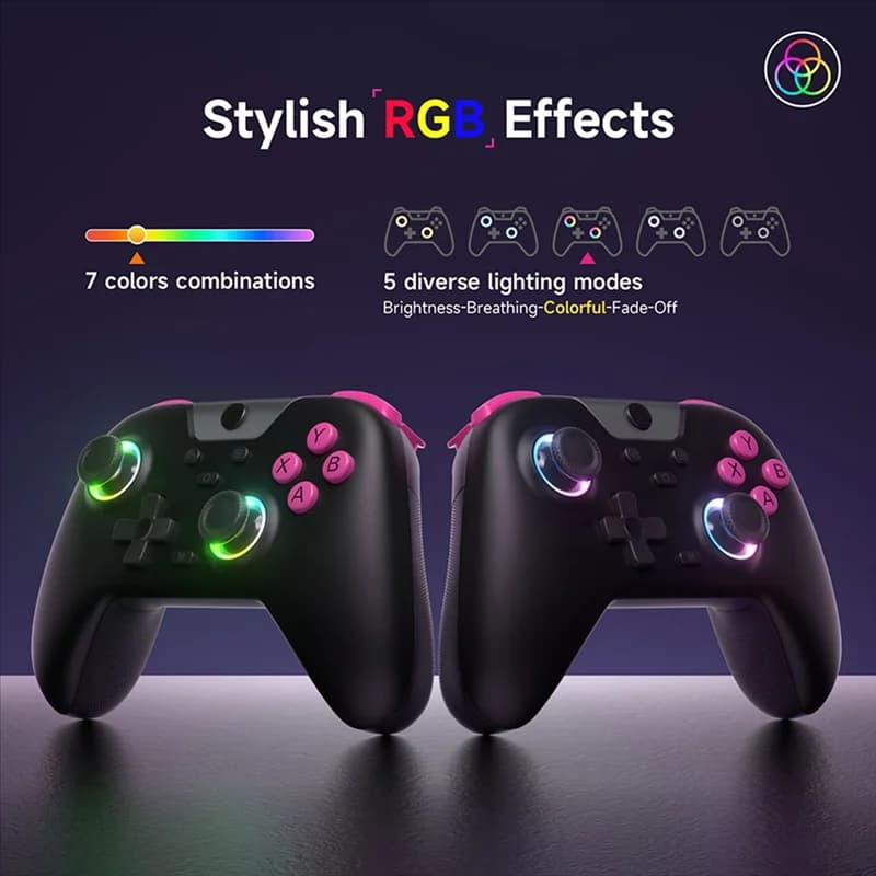 Gamepad Bluetooth Gamepad Bluetooth for Switch PC Phone TV Steam RGB Joystick Hall Effect
