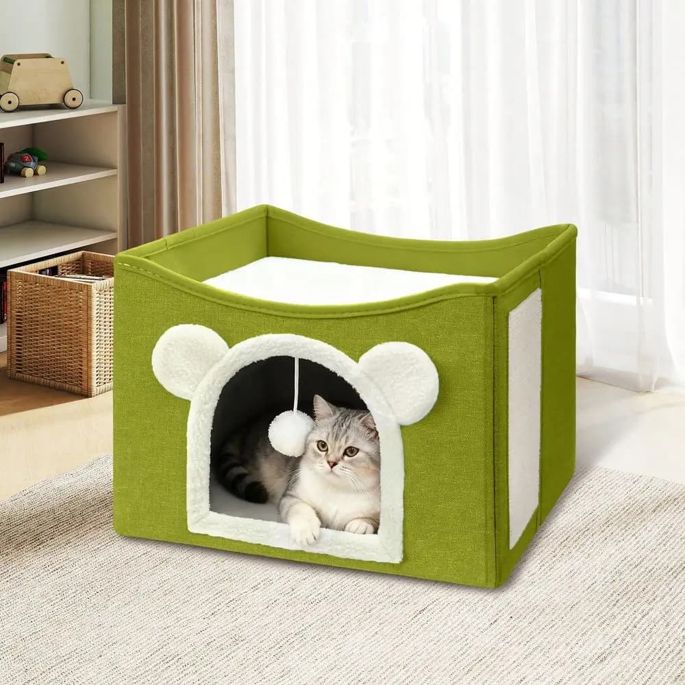Cuccia per Cani, Cuccia per Gatti da Esterno, Cuccia Grande per Gatti da Interno con Cuscino e Pallina Soffice, Cuccia Pieghevole per Gatti