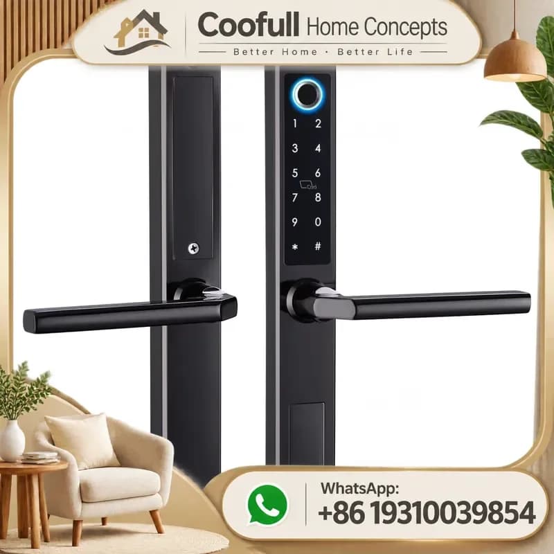 Tuya Smart WiFi Fingerprint Electronic Lock Steel Door Key Code App Control Biometric Security Home Entrance