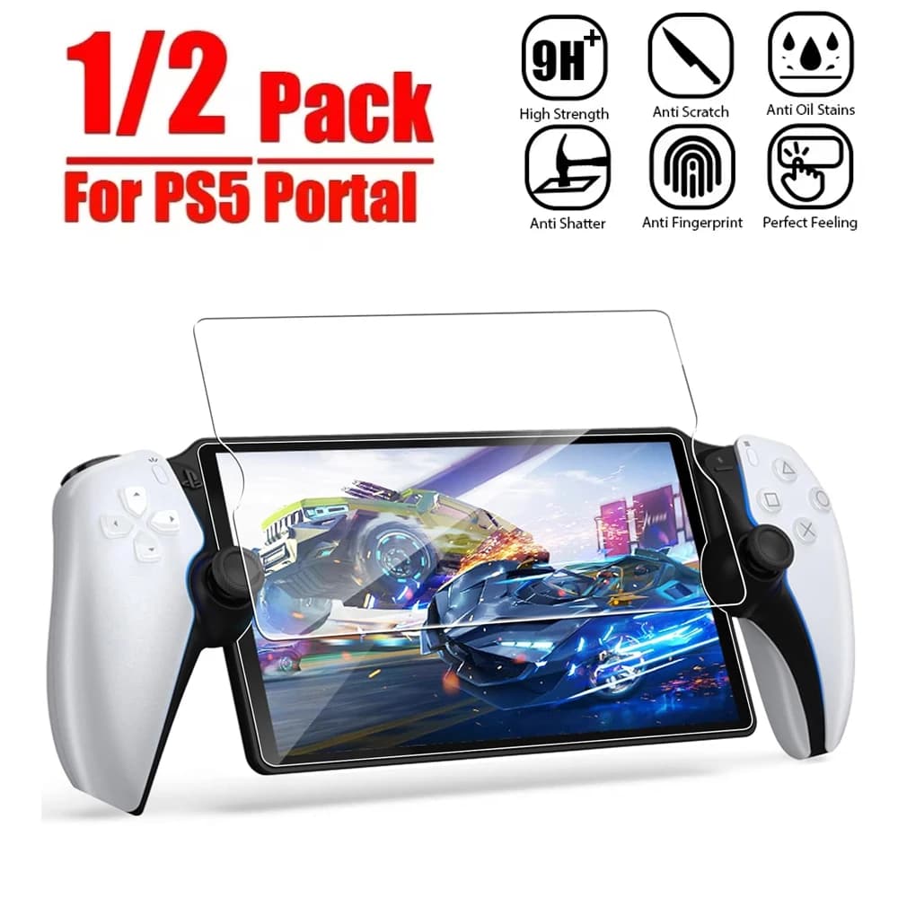Proteggi schermo in vetro temperato da 2 confezioni per PlayStation PS5 Portal Pellicola protettiva antigraffio portatile Accessori da gioco