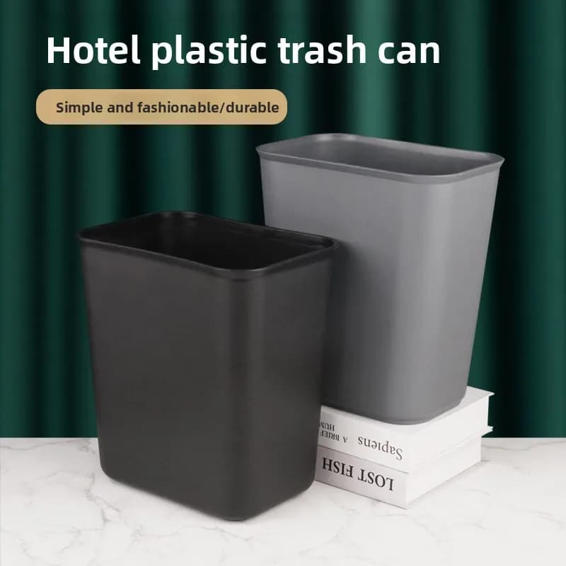 Cestino per rifiuti per hotel, camera d'albergo, ristorante, bar, contenitore per bagno, cestino quadrato in plastica ispessita