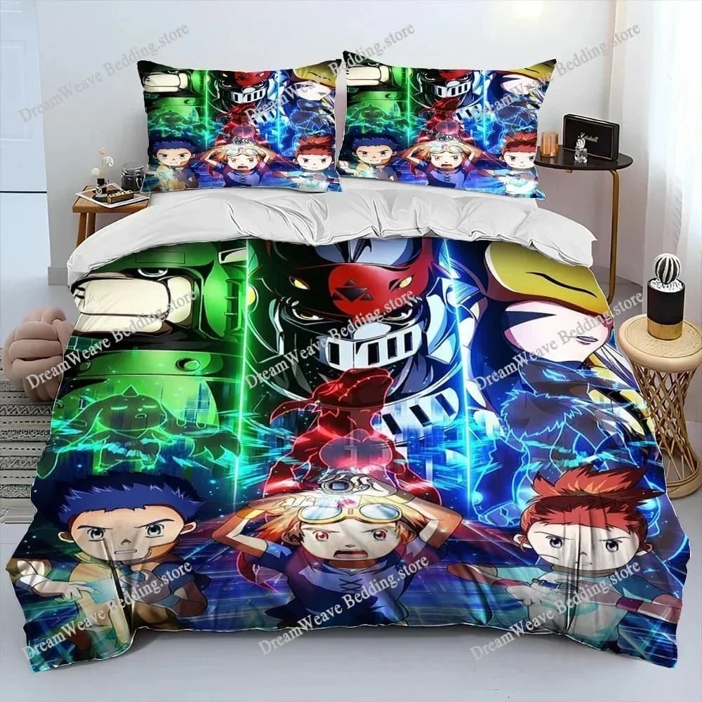 Set di Biancheria da Letto con Stampa 3D di Mostri Anime Digimon Adventure, Copripiumino per Camera da Letto, Coperta Singola, Matrimoniale, King Size 741