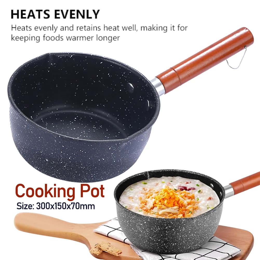 Pan non-stick pan with beccuccio pot for soup wooden handle casserole for milk 14cm for Noodles soups hot milk