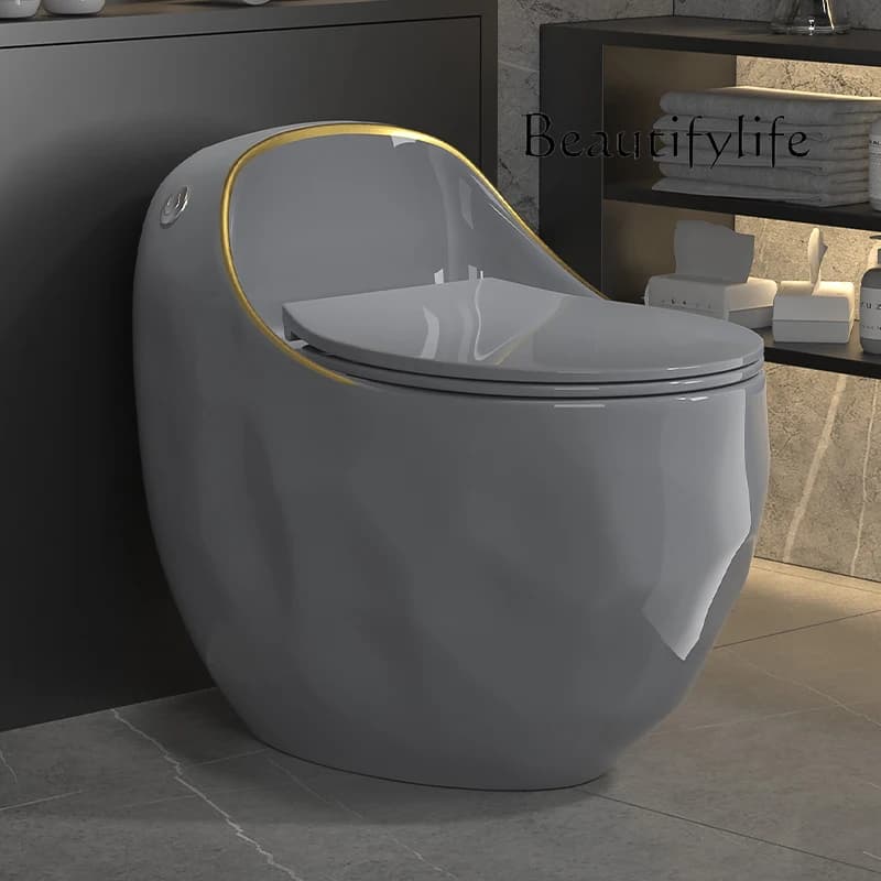 Grey toilet for domestic use, modern, light, luxury, colored, with siphon, great impulse, small quiet apartment