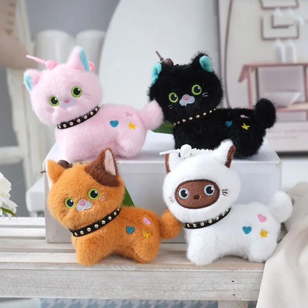 1 pezzo di fascino gatto portachiavi bambole carino simulazione gattino ciondolo peluche borsa decorazione bambini ragazze regali di compleanno