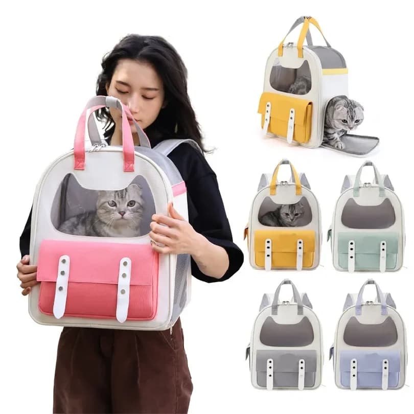Premium Breathable Pet Carrier Backpack for Cats & Small Dogs, Expandable Space, Ventilated Mesh, Safety Buckle, Portable Travel