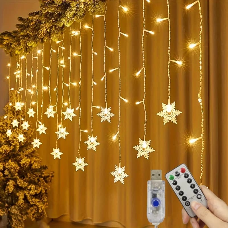 Luci a stringa LED USB 96/162LED Fiocco di neve Ghirlanda Luce Lucine impermeabili per la decorazione della festa nuziale di Natale