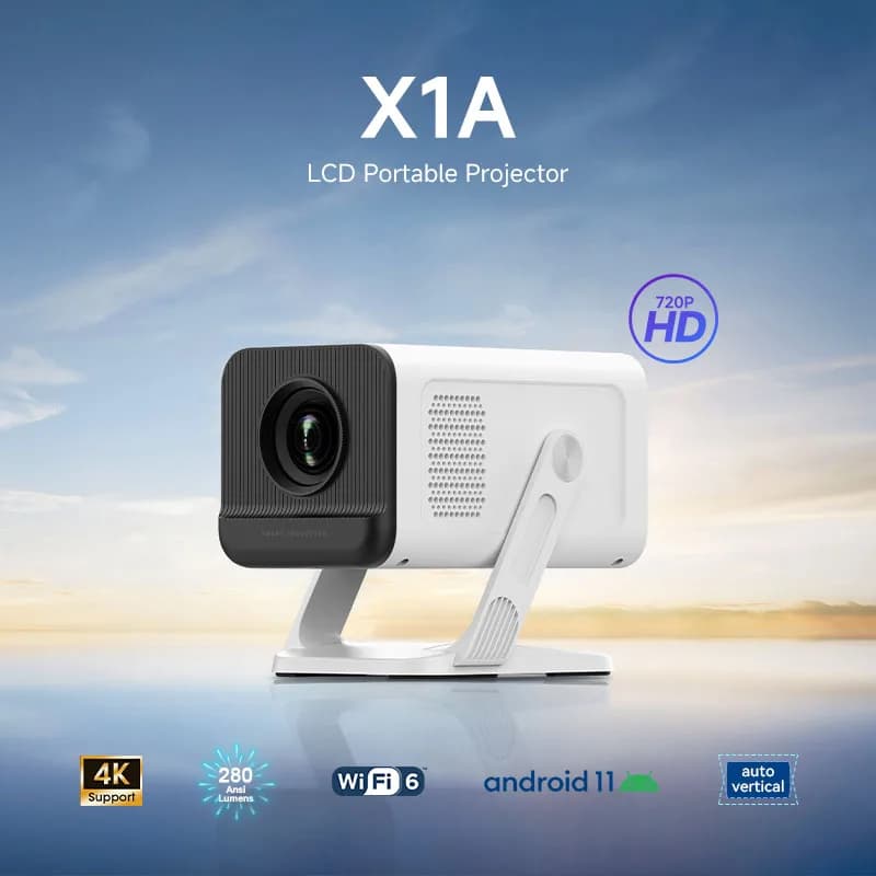 Mini proiettore Salange X1A Supporto Wifi 6 e Bluetooth 5.4 Proiettore portatile Full HD nativo 720P Android 11 Video Home Theater