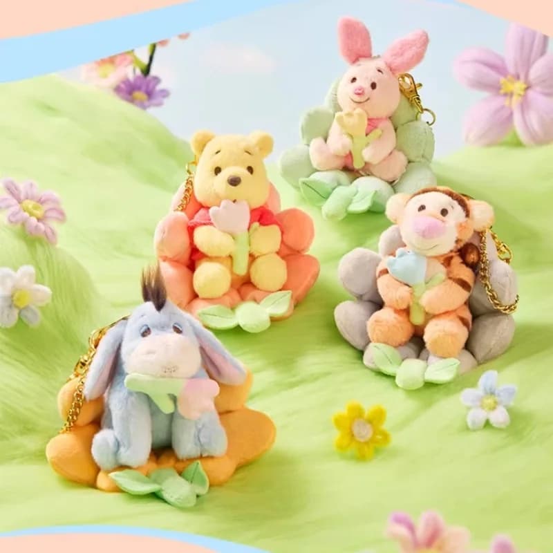 Portachiavi in peluche della serie Fluffy Garden di Winnie the Pooh di Shanghai Disney, ciondolo per borsa per i fan di Disney